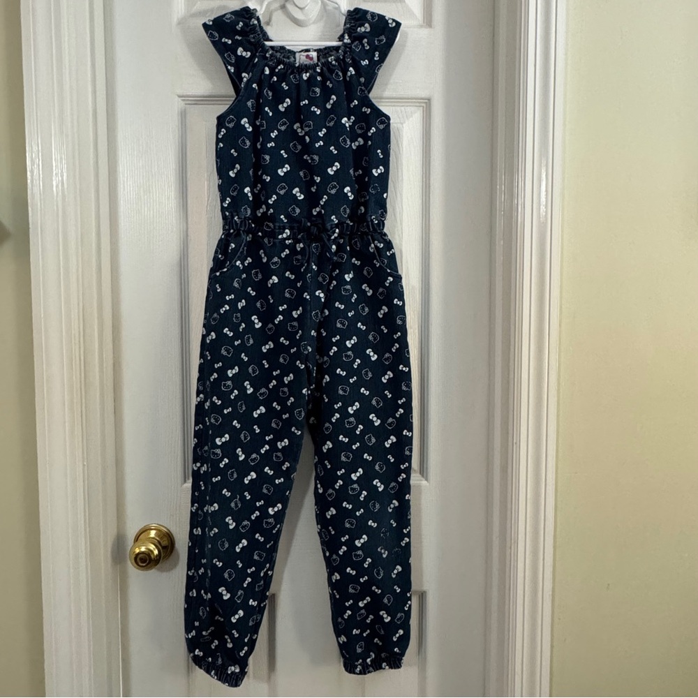 Hello Kitty Girl Blue Jean Short Sleeve Romper